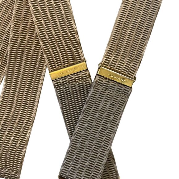 Pelican Mens Suspenders Braces Gold Clip Elastic Leather Tan Made USA Workwear - Picture 5 of 6